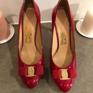 Red Patent Ferragamo Pumps